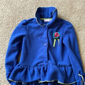Kids Headquarters Blue and Pink Fleece Jacket with Peplum Hem